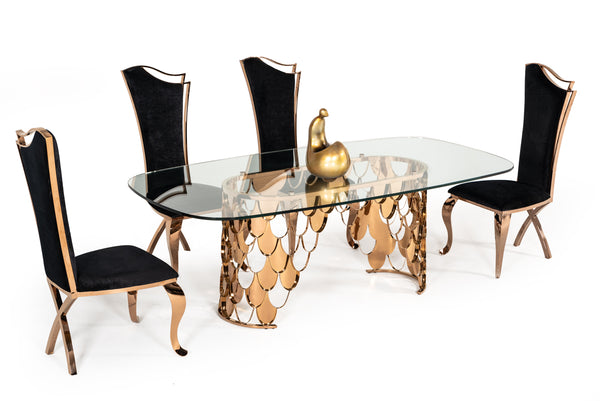 Modrest Javier Modern Glass & Rosegold Dining Table Model VGVCT088L
