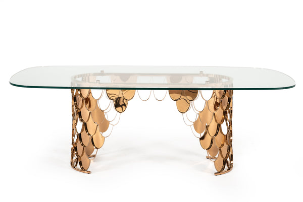 Modrest Javier Modern Glass & Rosegold Dining Table Model VGVCT088L