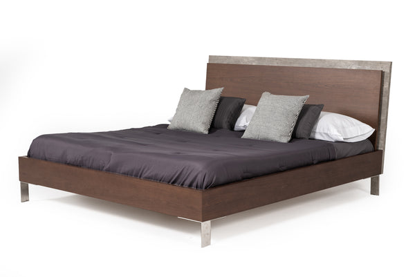 Nova Domus Conner Modern Dark Walnut & Faux Concrete Bed Model VGAN-CONNER-BED-DK