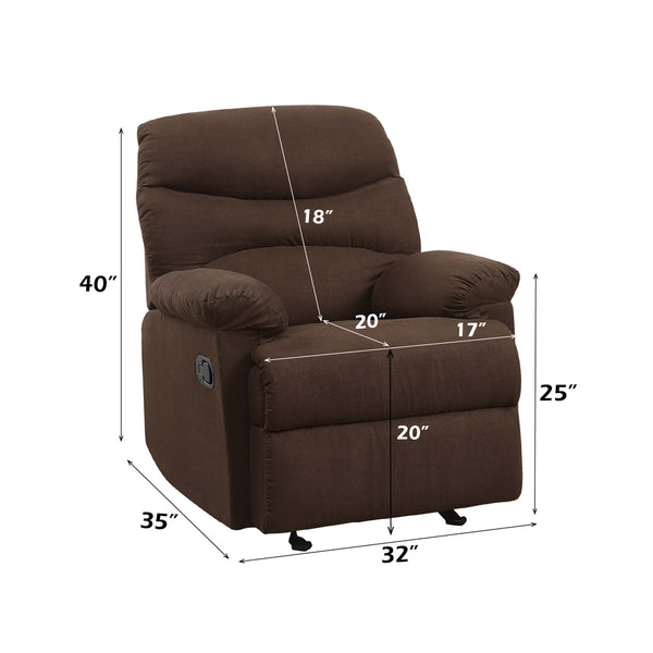 ACME Arcadia Chocolate Microfiber Motion Glider Recliner Model 00635