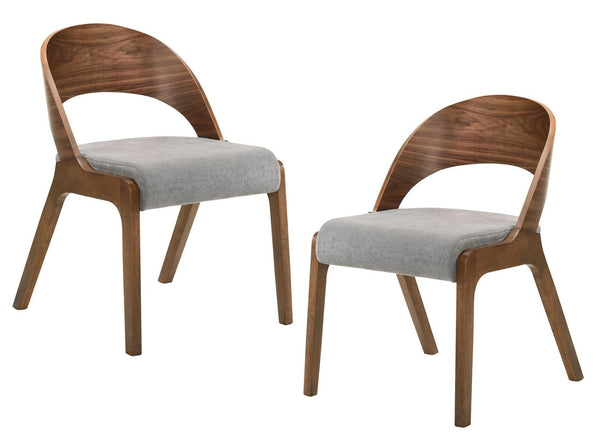 Modrest Runyon Modern Walnut & Grey Fabric Dining Chair (Set Of 2) Model VGMAMI-836-GRY