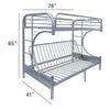 ACME Eclipse Silver Futon Bunk Bed(Twin | Full)Model 02091W-SI