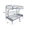 ACME Eclipse Silver Futon Bunk Bed(Twin | Full)Model 02091W-SI