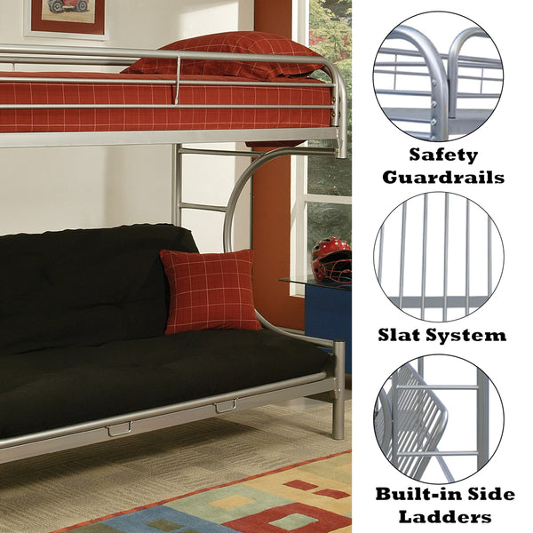 ACME Eclipse Silver Futon Bunk Bed(Twin | Full)Model 02091W-SI