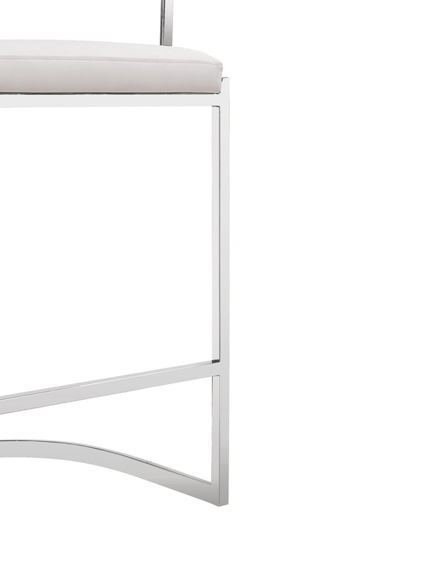 Modrest Munith Modern White Vegan Leather & Stainless Steel Counter Chair Model VGZA-B9504-WHT-BS