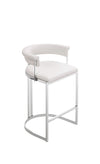 Modrest Munith Modern White Vegan Leather & Stainless Steel Counter Chair Model VGZA-B9504-WHT-BS