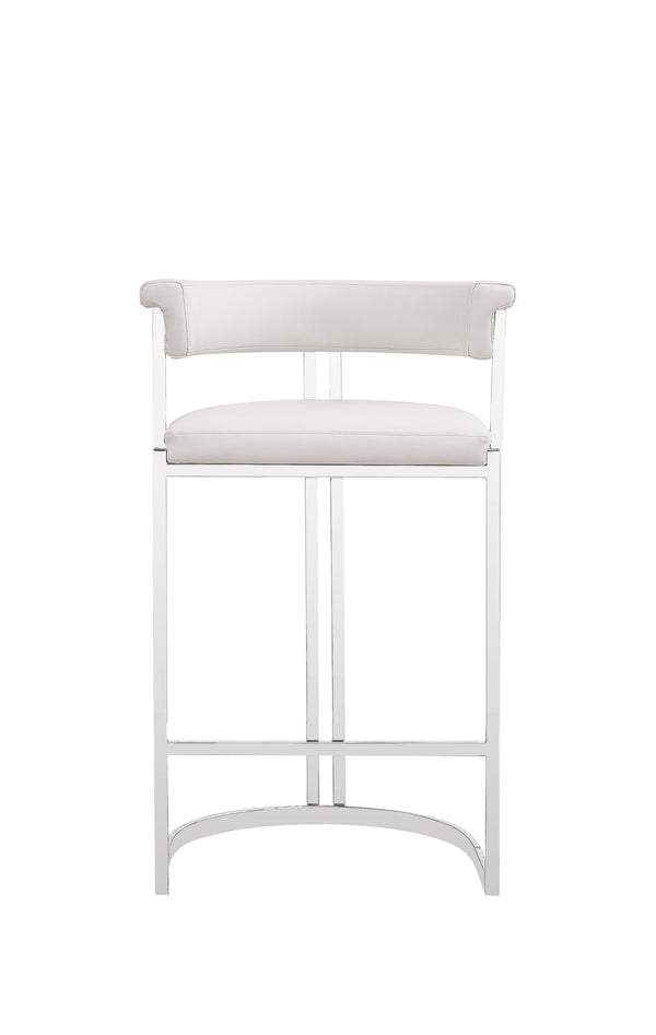 Modrest Munith Modern White Vegan Leather & Stainless Steel Counter Chair Model VGZA-B9504-WHT-BS