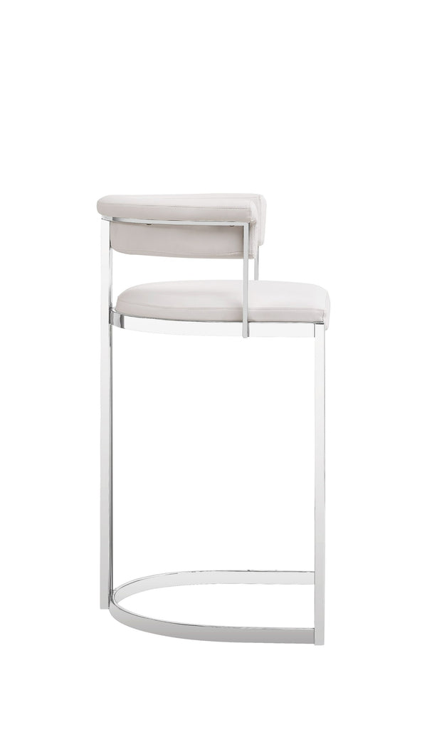 Modrest Munith Modern White Vegan Leather & Stainless Steel Counter Chair Model VGZA-B9504-WHT-BS