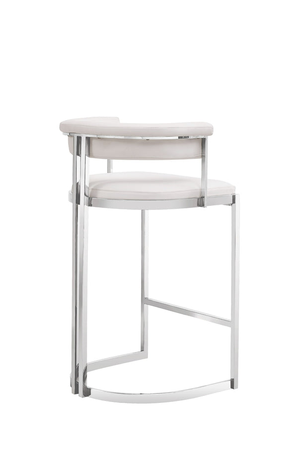 Modrest Munith Modern White Vegan Leather & Stainless Steel Counter Chair Model VGZA-B9504-WHT-BS