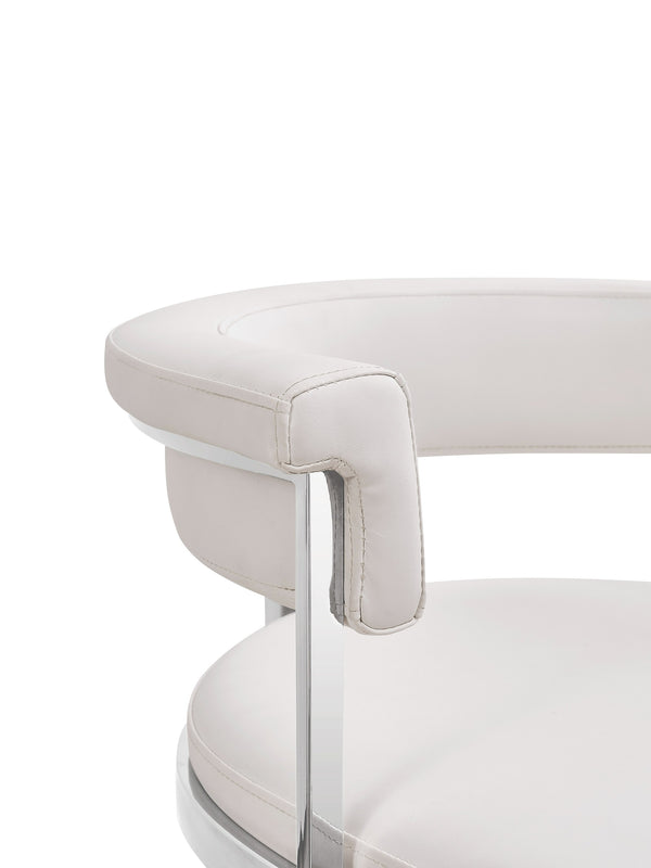 Modrest Munith Modern White Vegan Leather & Stainless Steel Counter Chair Model VGZA-B9504-WHT-BS