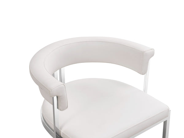 Modrest Munith Modern White Vegan Leather & Stainless Steel Counter Chair Model VGZA-B9504-WHT-BS