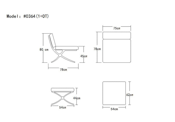 Divani Casa Bellatrix Modern Red Leather "X" Leg Ottoman Model VG2T0364-RED-OTT