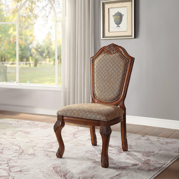 ACME Chateau De Ville Fabric & Cherry Side Chair (Set-2) Model 04077A