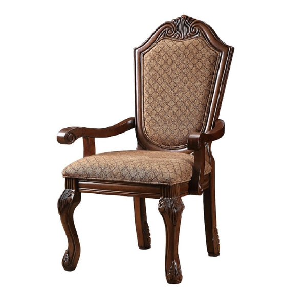 ACME Chateau De Ville Fabric & Cherry Arm Chair (Set-2) Model 04078A