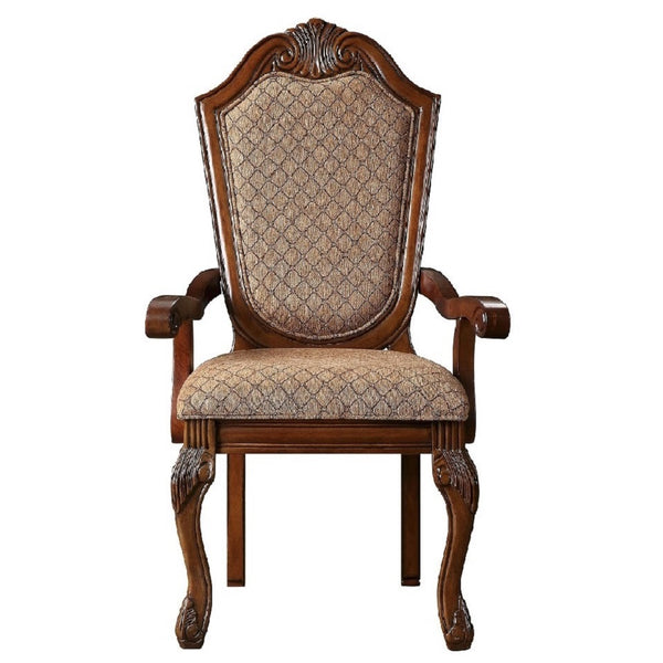 ACME Chateau De Ville Fabric & Cherry Arm Chair (Set-2) Model 04078A