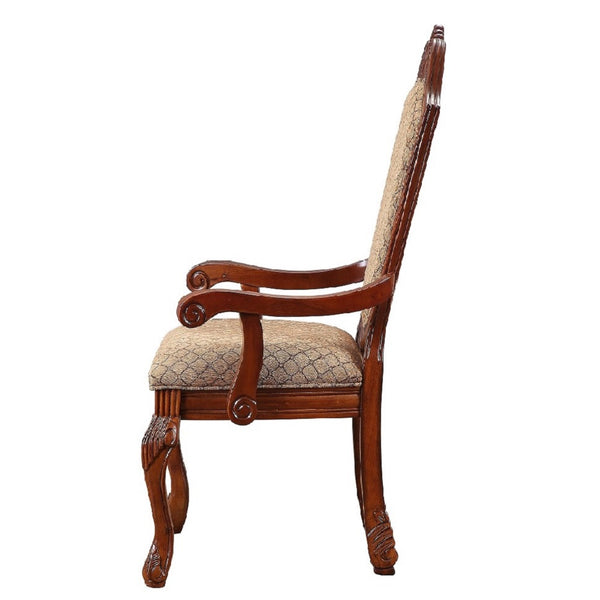 ACME Chateau De Ville Fabric & Cherry Arm Chair (Set-2) Model 04078A