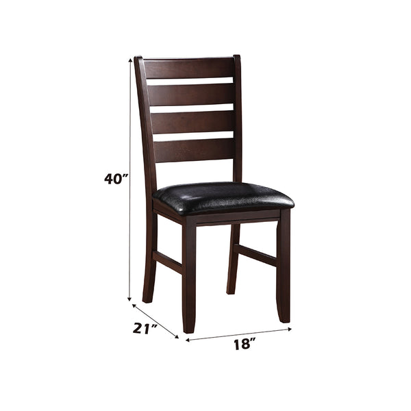 ACME Urbana Black Synthetic Leather & Cherry Side Chair (Set-2) Model 04624