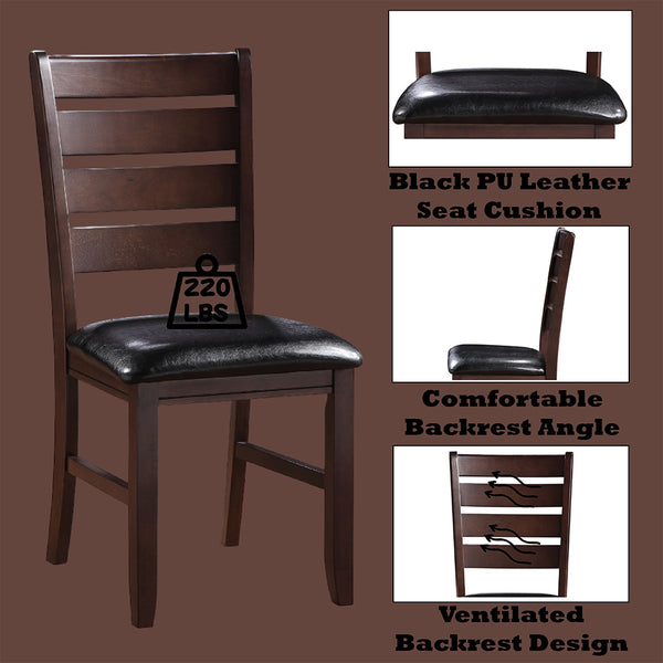 ACME Urbana Black Synthetic Leather & Cherry Side Chair (Set-2) Model 04624