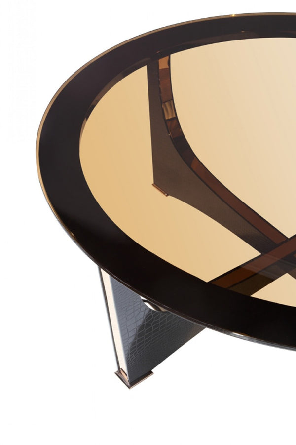 A&X Talin Modern Black Crocodile & Rosegold Coffee Table Model VGUNCK813-120