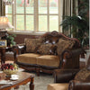 ACME Dreena Two Tone Brown Synthetic Leather & Chenille Loveseat with 3 Pillows Model 05496