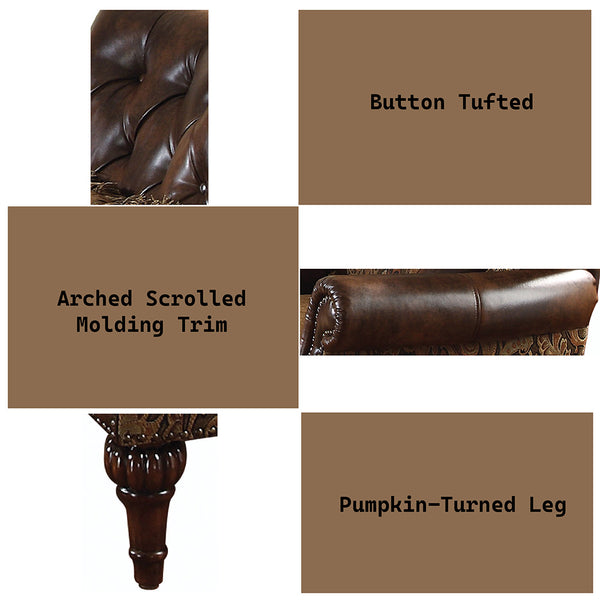 ACME Dreena Two Tone Brown Synthetic Leather & Chenille Chair with Pillow Model 05497