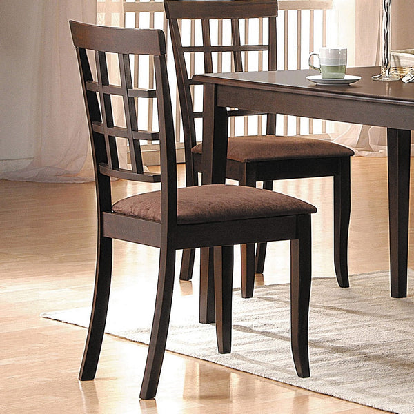 ACME Cardiff Dark Brown Microfiber & Espresso Side Chair (Set-2) Model 06851