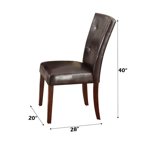 ACME Britney Espresso Synthetic Leather & Walnut Side Chair (Set-2) Model 07054