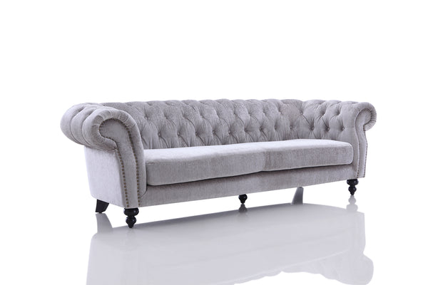 Alexandrina Grey Tufted Velvet Sofa