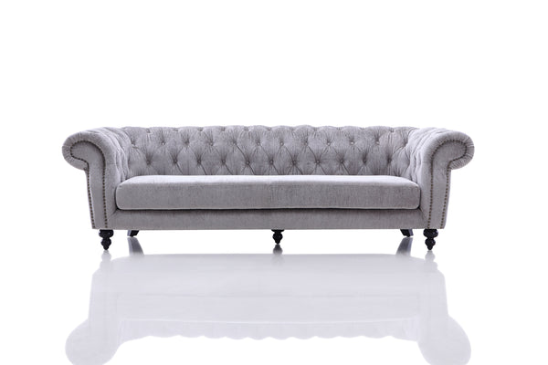 Alexandrina Grey Tufted Velvet Sofa