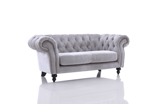 Alexandrina Grey Tufted Velvet Loveseat