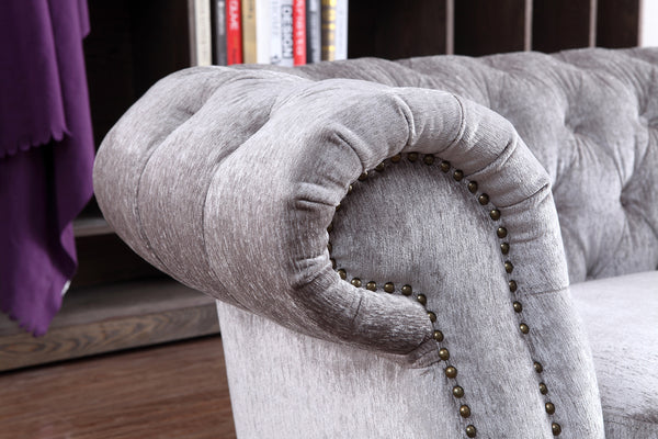 Alexandrina Grey Tufted Velvet Loveseat