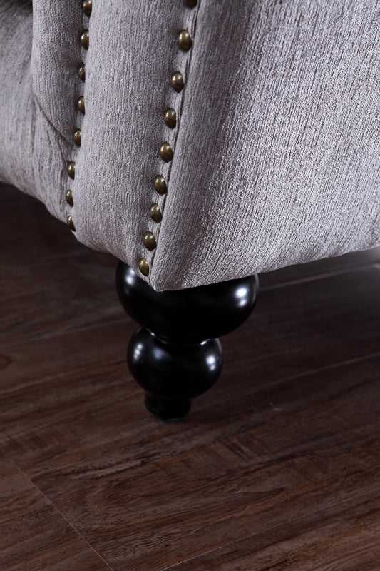 Alexandrina Grey Tufted Velvet Sofa