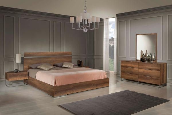 Queen Nova Domus Lorenzo Italian Modern Walnut Bedroom Set Model VGACLORENZO-SET-Q