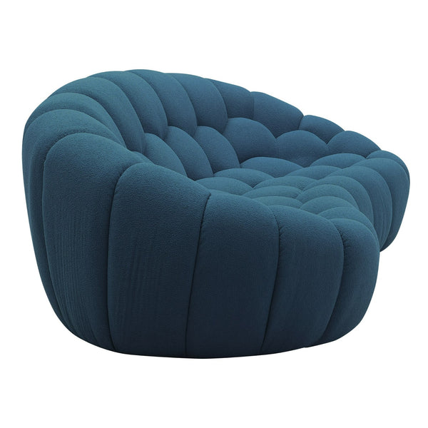Yolonda Modern Curved Dark Teal Fabric Loveseat