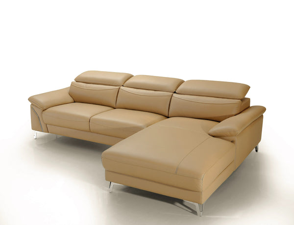 Divani Casa Sura Modern Camel Leather Right Facing Sectional Sofa Model VGBNS-1812-CML-RAF