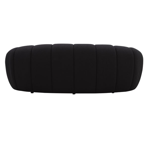 Yolonda Modern Curved Black Fabric Loveseat