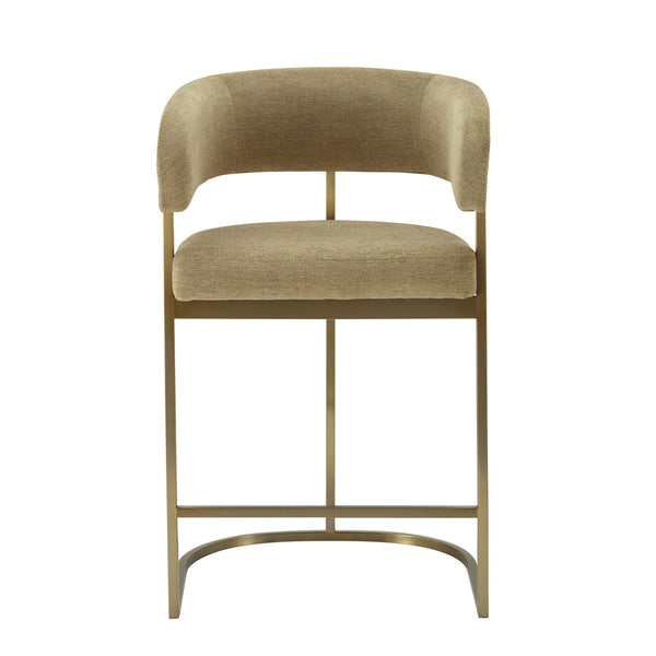 Modrest Sebastian Modern Brown Fabric & Antique Brass Counter Chair Model VGGA-6251CH-C-BRN