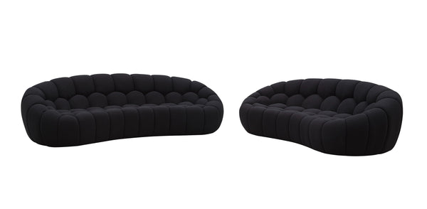 Divani Casa Yolonda Modern Curved Black Fabric Sofa Set Model VGEV-2126C-SET-BLK