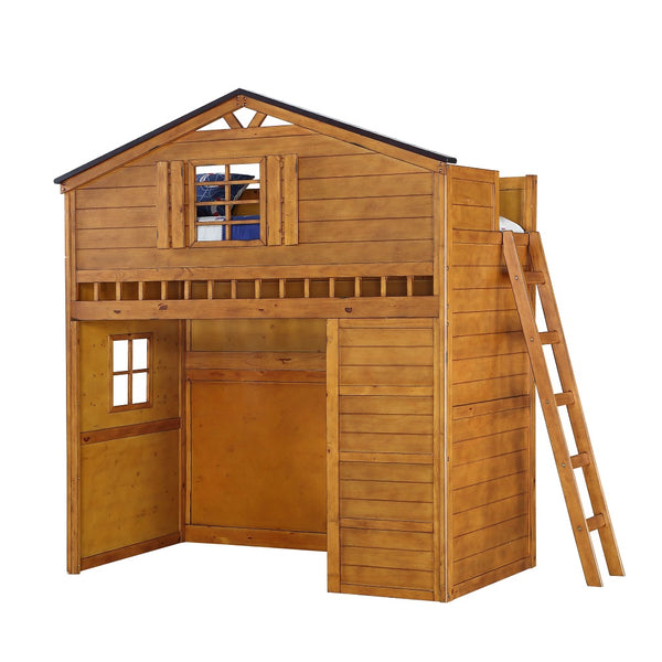 ACME Tree House Rustic Oak Twin Loft Bed Model 10160