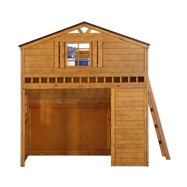 ACME Tree House Rustic Oak Twin Loft Bed Model 10160