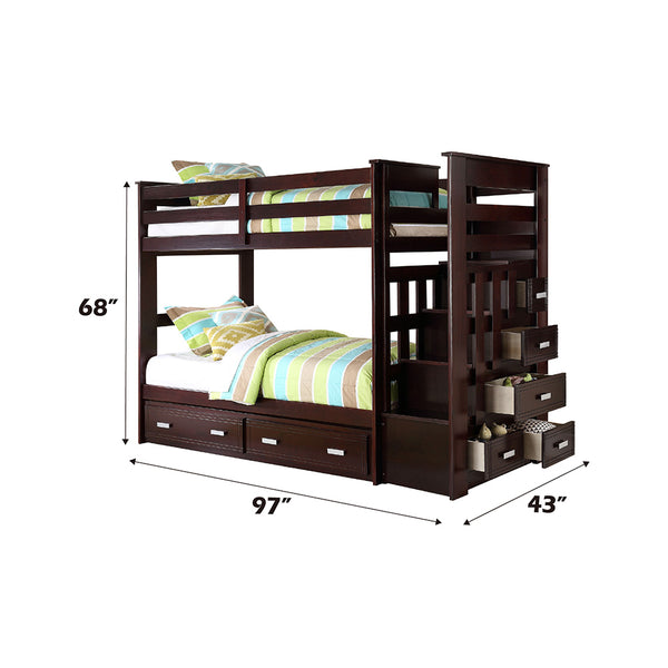 ACME Allentown Espresso Bunk Bed (Twin | Twin) with Trundle Model 10170W