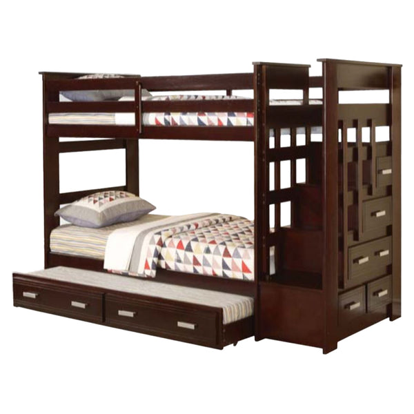 ACME Allentown Espresso Bunk Bed (Twin | Twin) with Trundle Model 10170W