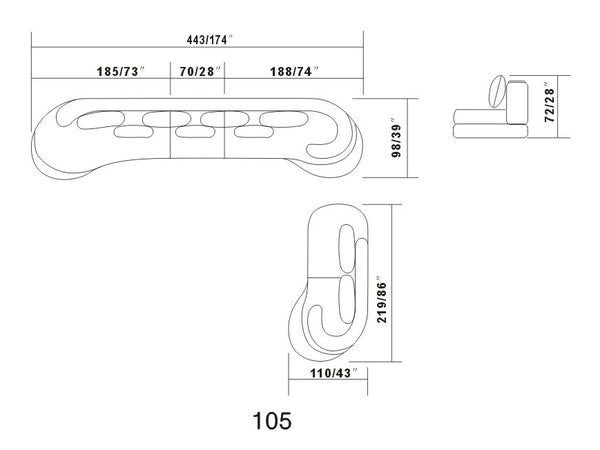 Divani Casa Rodus Modern White Leather Curved Sectional Sofa With Wood Trim Model VGEV105