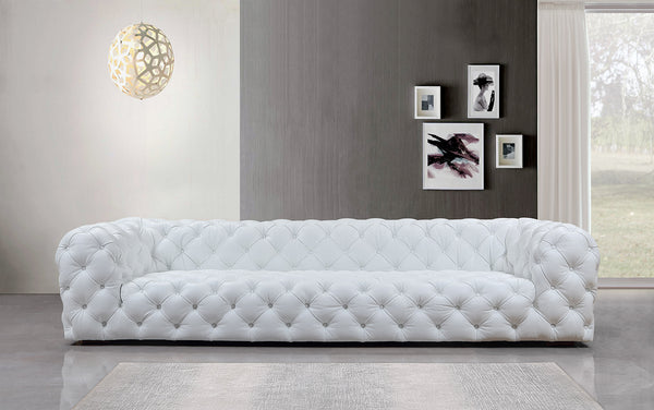 Dexter Transitional White Full Italian Leather Sofa