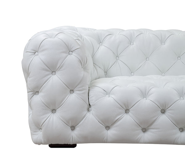 Dexter Transitional White Full Italian Leather Sofa