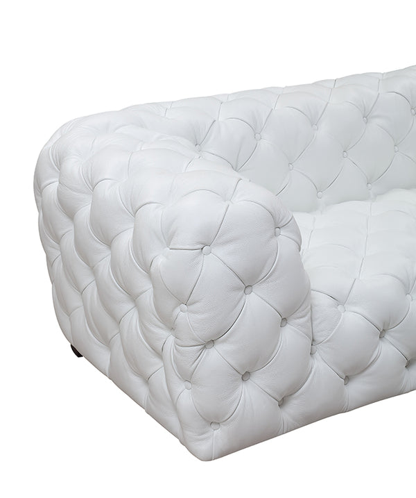 Dexter Transitional White Full Italian Leather Sofa