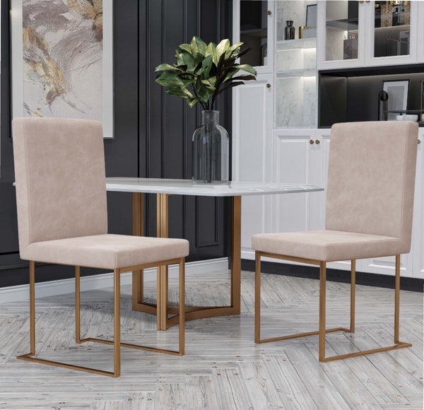 Modrest Fowler Modern Beige And Brass Velvet Dining Chair Set Of 2 Model VGVC-B8866-GRY