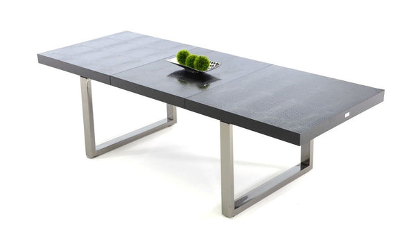 A&X Skyline Modern Black Crocodile Lacquer Extendable Dining Table Model VGUNAC803-255-B