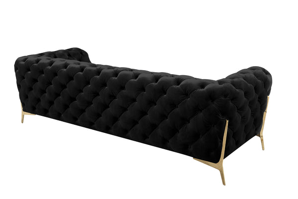 Divani Casa Sheila Modern Black Velvet Sofa Set Model VGCA1346-BLK