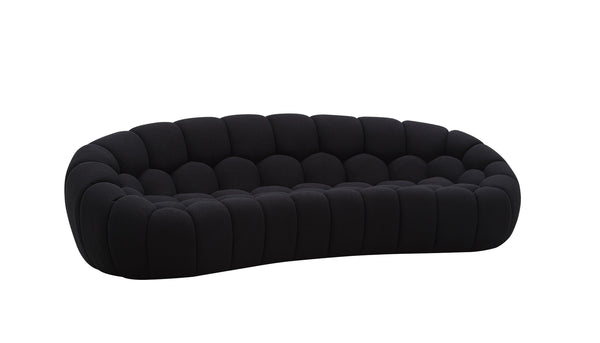 Divani Casa Yolonda Modern Curved Black Fabric Sofa Model VGEV-2126C-SOFA-BLK